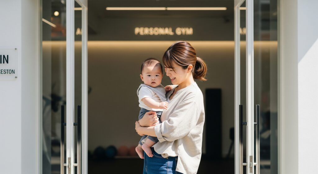 産後のダイエットに子連れでジムに通うママ