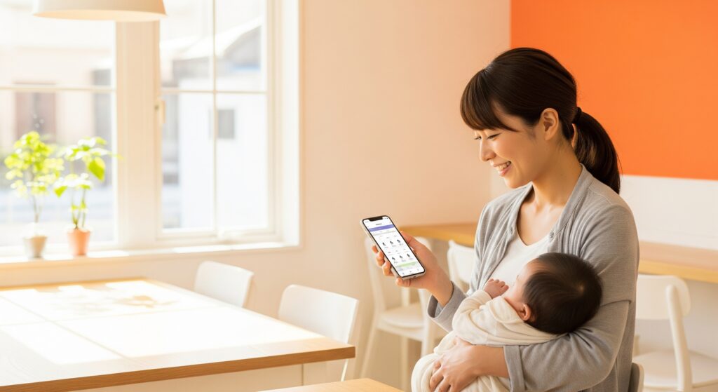 産後のダイエットのためジムに通う計画を立てているママ