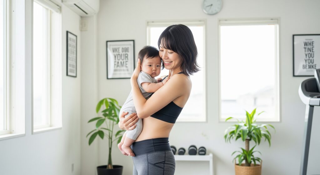 産後のダイエットに子連れでジムに通うママ