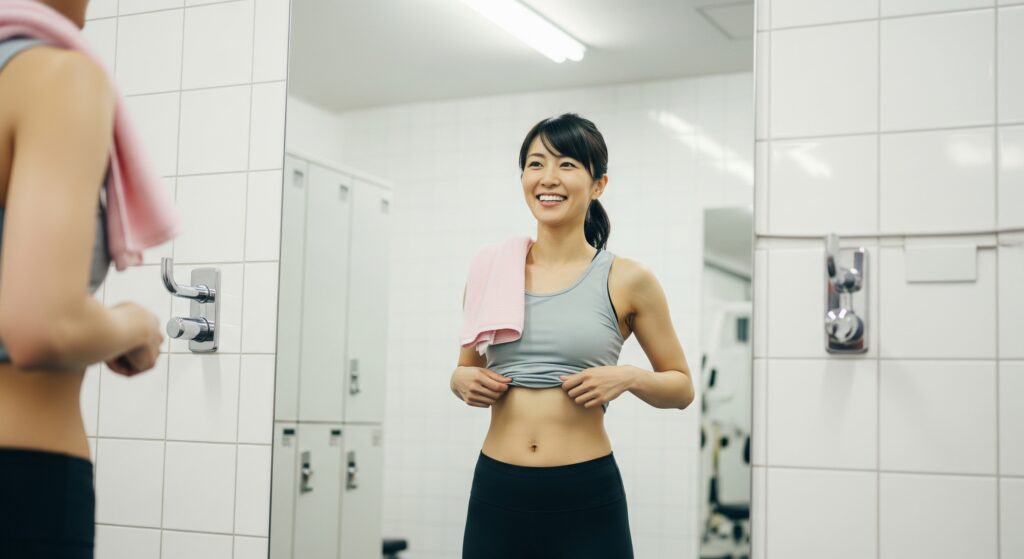 産後のダイエットをジムで効果的に行い、成果を確認するママ