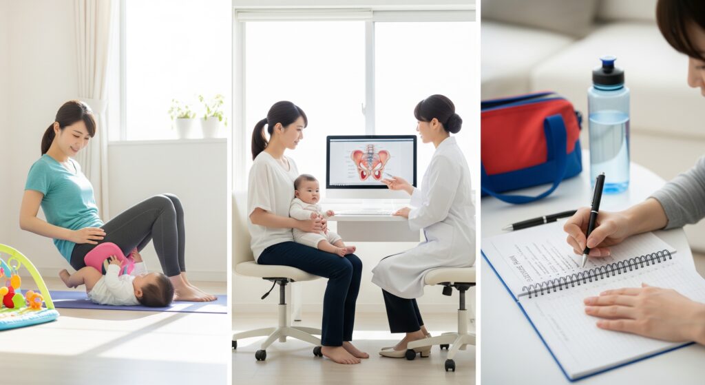 産後のジム通いについてのポイントをまとめた画像