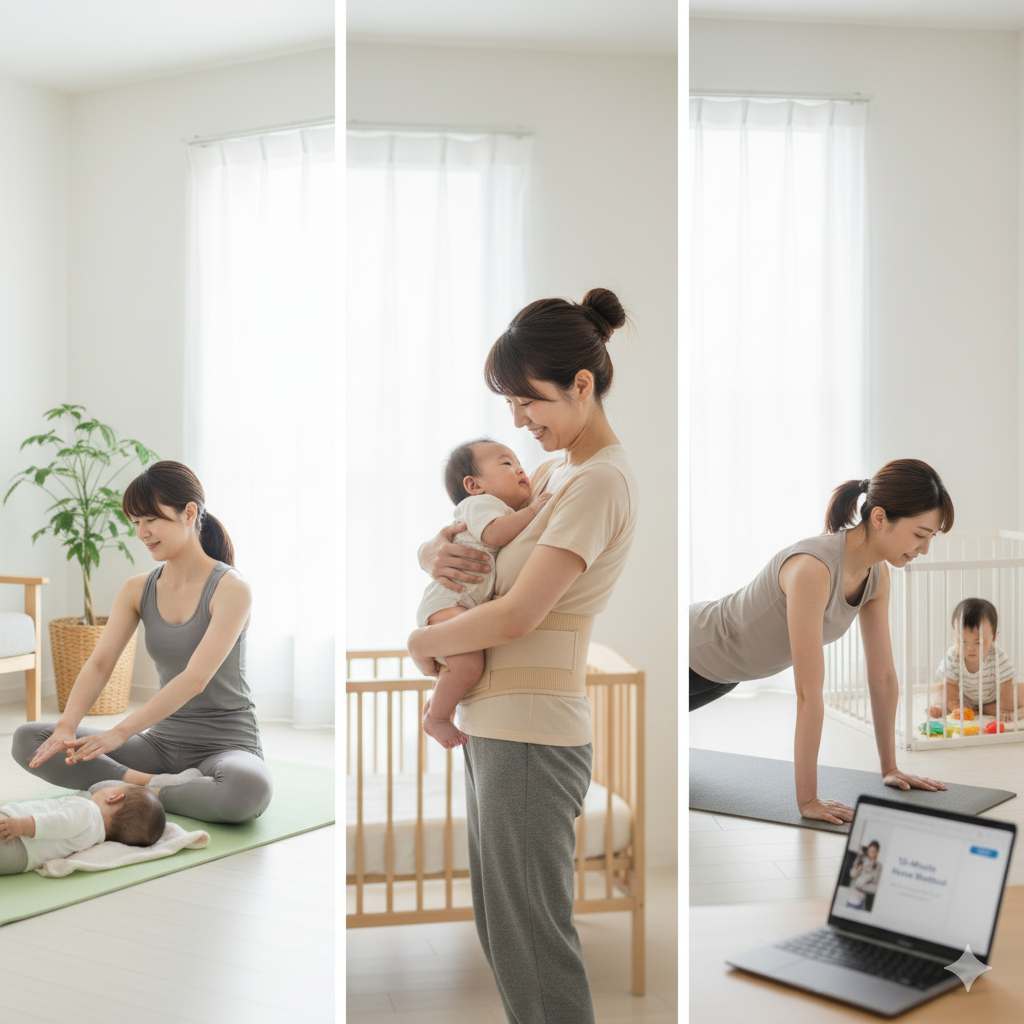 産後の体型戻しに取り組む3人の先輩ママの様子
